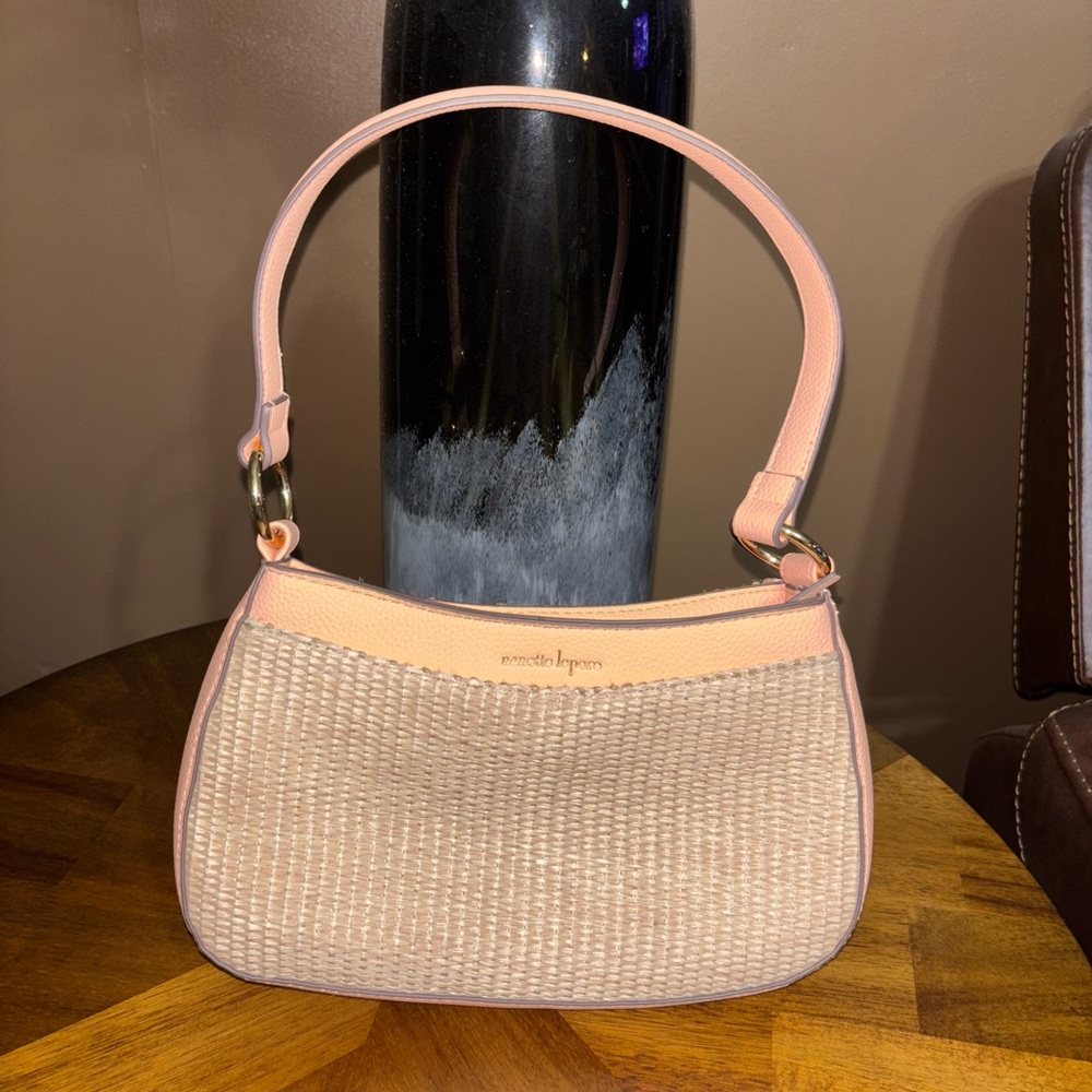 Amanda Uprichard Blush and Beige Woven Shoulder Bag